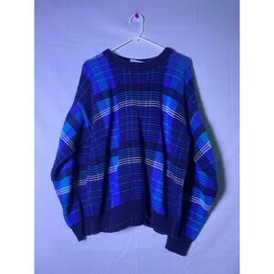 Columbus Avenue Navy Blue Knit Sweater Men's Size Medium Pullover 100% Cotton